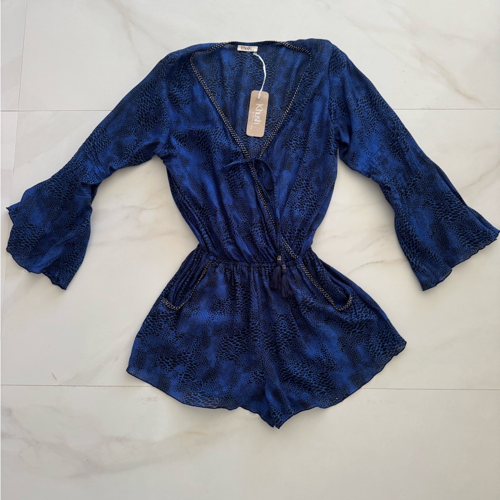 Blue Jumpsuit with Flared Sleeves